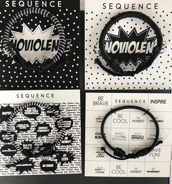 Sequence #Noviolence Bracelet- black & white