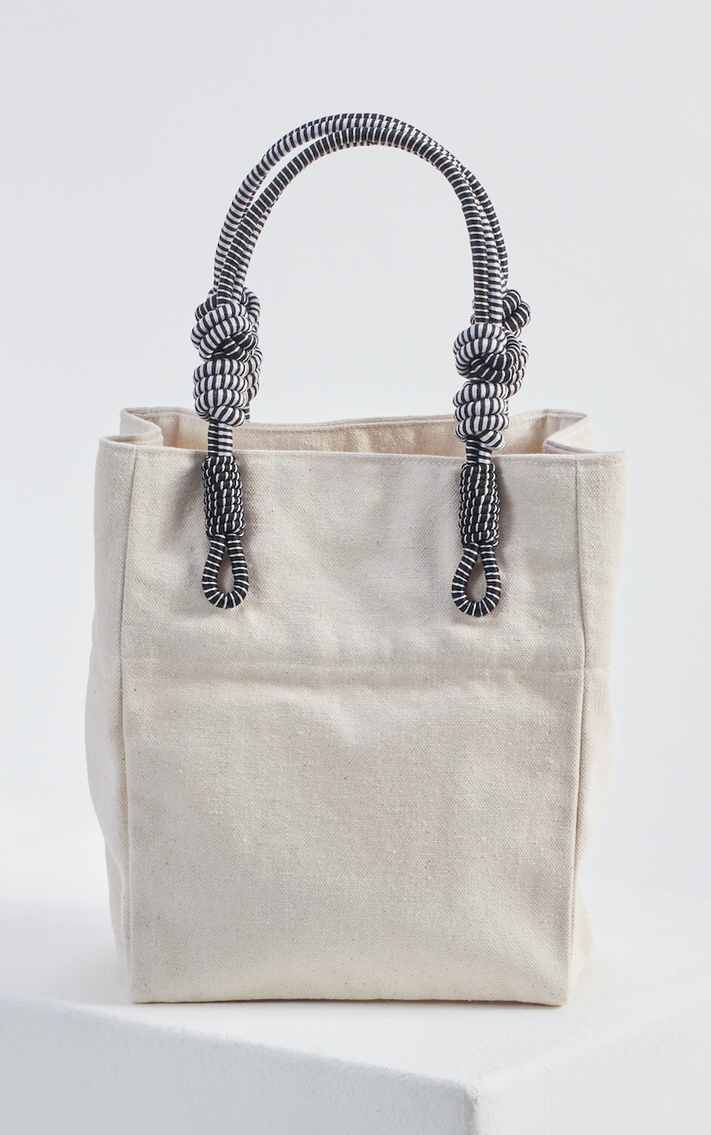 2 Knot Mini Market Tote- White Canvas