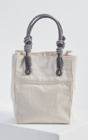 2 Knot Mini Market Tote- White Canvas