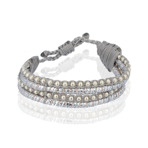 Teopan Beaded Bracelet - Silver