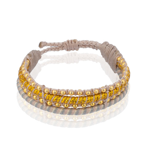Teopan Beaded Bracelet - Stripe Gold