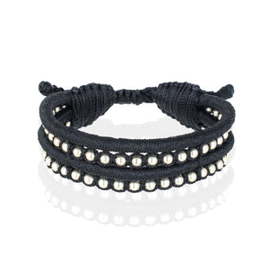 Teopan Beaded Bracelet - Black & Silver