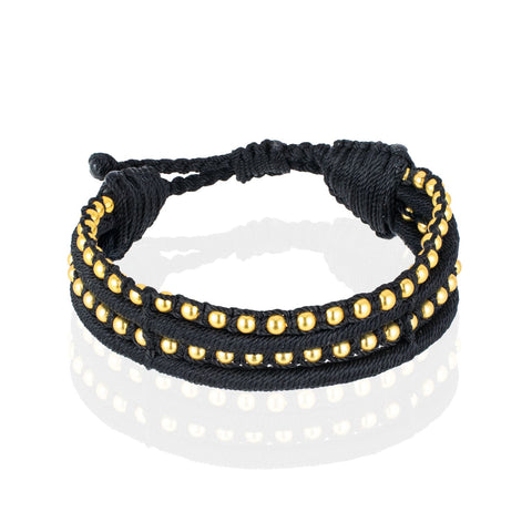 Teopan Beaded Bracelet - Black & Gold