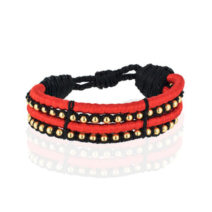 Teopan Beaded Bracelet - Red & Gold