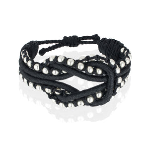 Open Knot Beaded Bracelet- Black & Silver