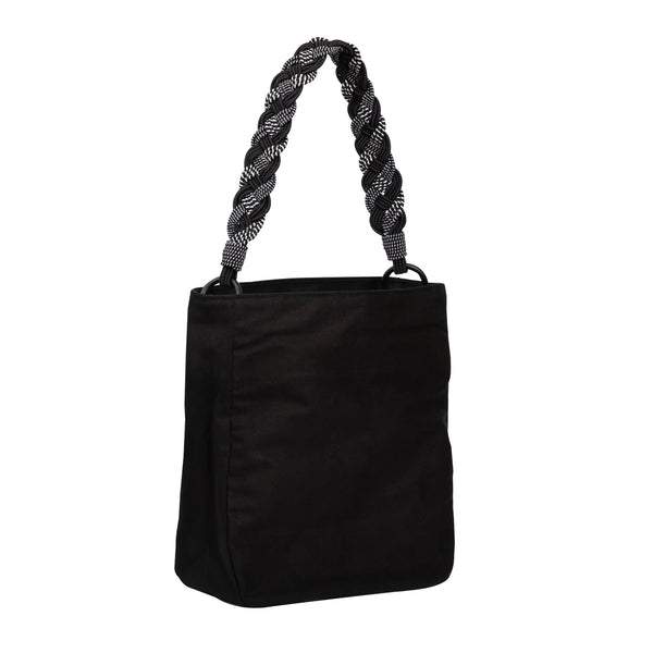 Lucrecia shoulder bag-  Black and White Braided straps