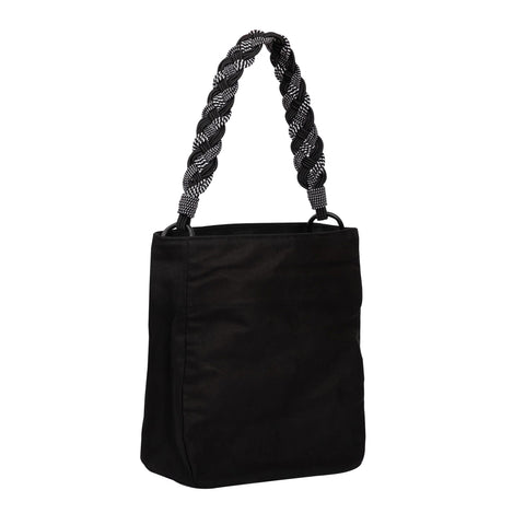 Lucrecia shoulder bag-  Black and White Braided straps