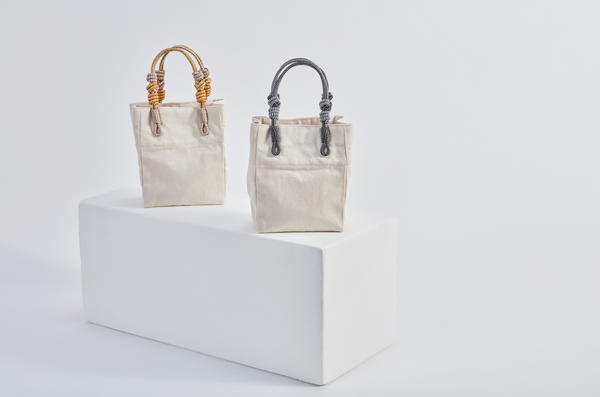 2 Knot Mini Market Tote- White Canvas