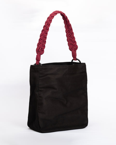 Lucrecia shoulder bag- Black and White braided straps