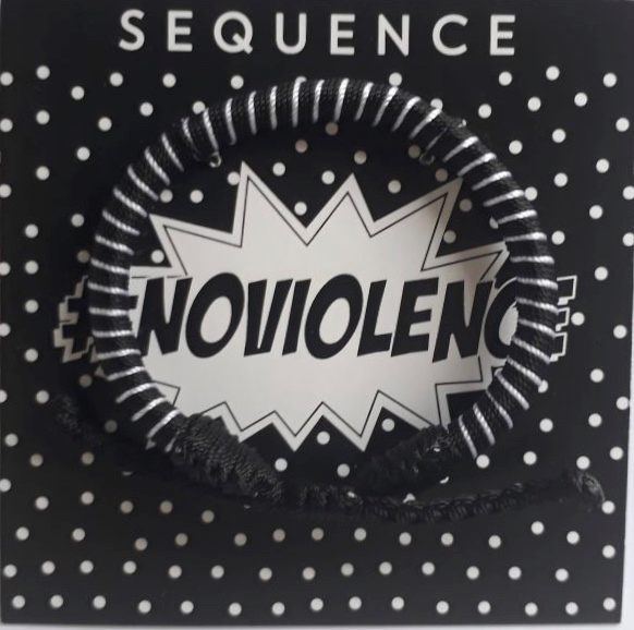 Sequence #Noviolence Bracelet- black & white